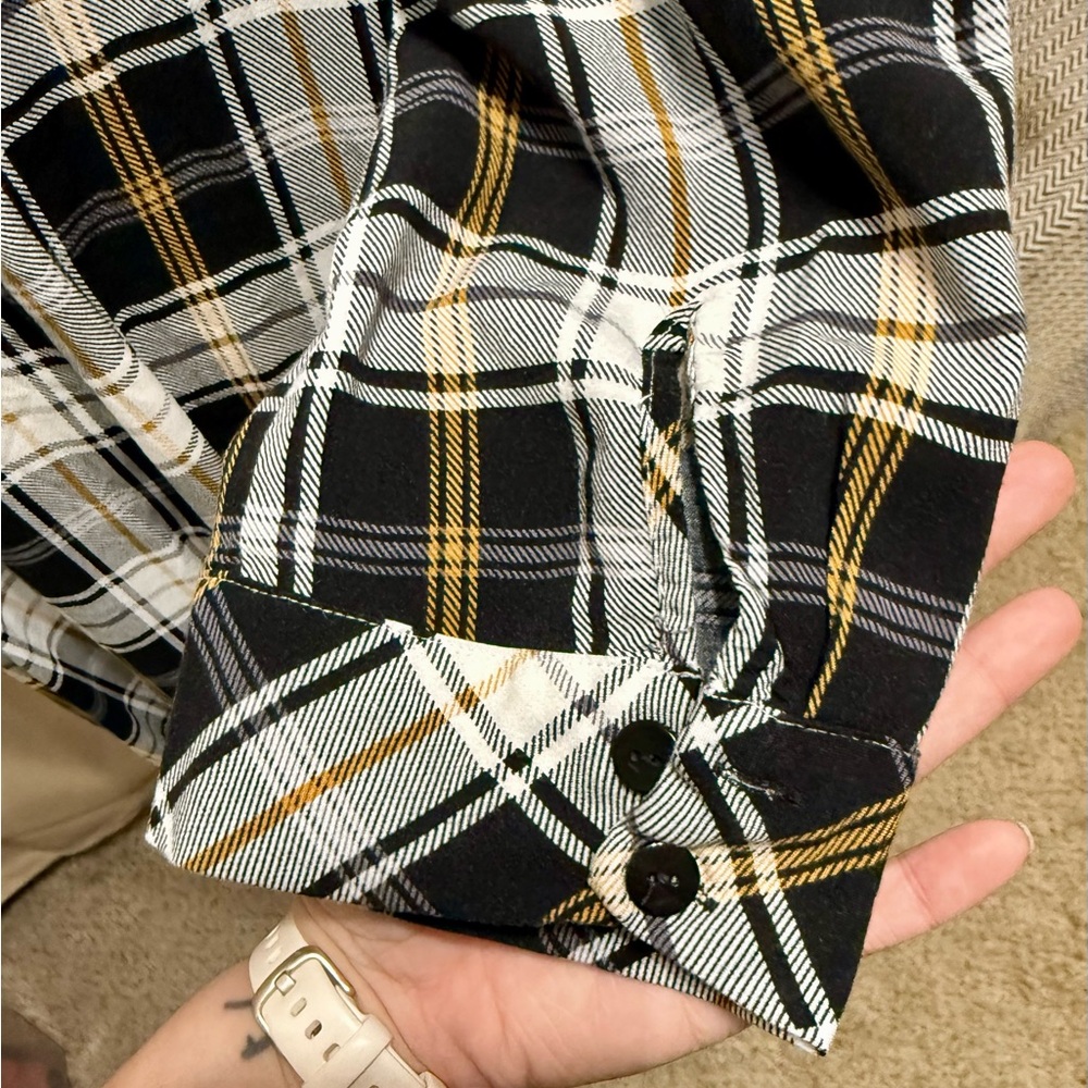 Torrid Plaid Maxi Shirt Dress Duster Long Sleeve Yellow Black White - Sz 2 - Picture 10 of 16